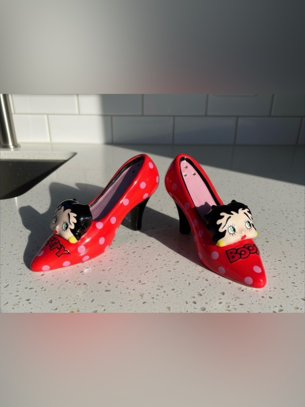 Betty Boop Red Polka Dot High Heel Salt and Pepper Shakers